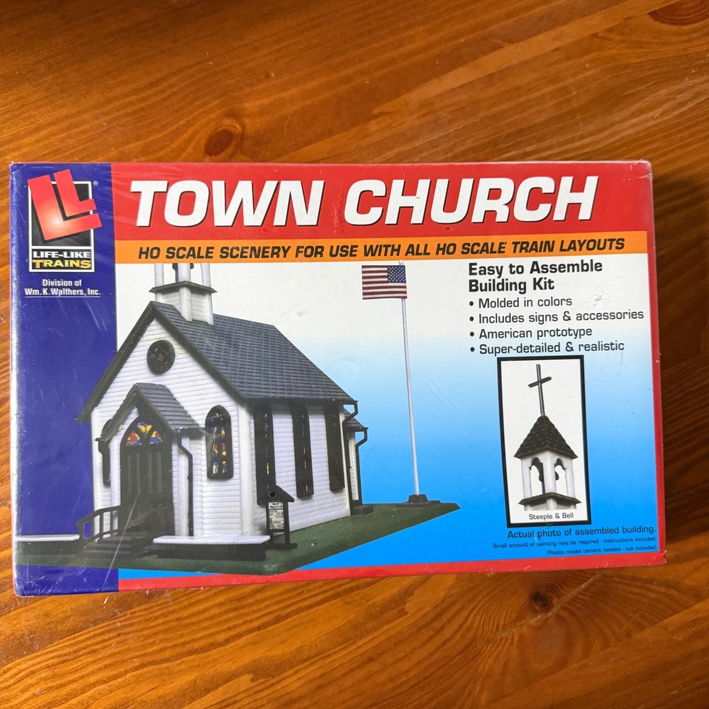 Life-Like Trains HO Scale Town Church‎ Building Kit Model 433-1350 New Sealed